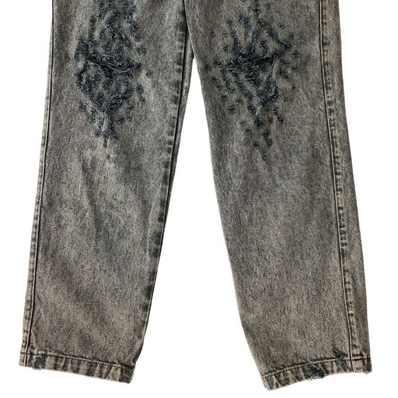 LIBERAL YOUTH MINISTRY XL Destroyed Effect Jeans Gray Denim Distressed Acid Wash - Picture 5 of 16